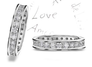 Glittering: Eternity Ring Channel & Shared Prong Set Diamond in Gold 2 mm Wide & 2 mm High 2.5 ctwt
