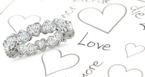 Heart To Heart: Shining & Well-Cut Heart Diamond Eternity Band Bezel Set Heart Diamonds Creating Halo of Divine Light