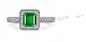 Large Varieties of Articles:Fabulous 14k Materials Elegant Princess Cut Emerald & Diamond Halo Fire Gold Splendor Ring