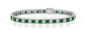 Premier Designer Colored Gemstone Jewelry Collection: New Emerald & Diamond Bracelet and Necklace