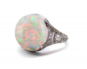 Edwardian, French, Belle Epoque, Milgrain, Filigree, Luscious Multi-Color, Deeply Saturated, Opal Cabochon