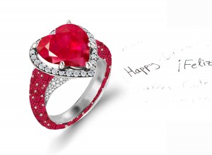 Shop Fine Quality Made To Order Halo pave Diamond & Ruby Eternity Style Engagement Rings