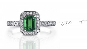 Fascinating:Genuine Emerald & Diamond Ring