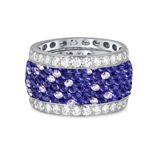 Fabulous Multi-Colored Diamonds & Precious Stones Eternity Band Rings