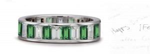 King and Queen of Zion: Large Emerald Diamond & Emerald Eternity Band 3.50