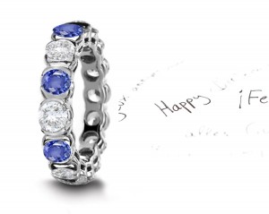 The Spell Will Endure: Blue Sapphire & Diamond Wedding Platinum Band