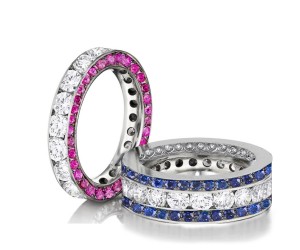 Made to Order Great Selection of Channel Set Brilliant Cut Round Diamonds , Blue & Pink Sapphires Eternity Rings & Bands