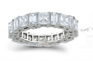 Emerald Cut Diamonds & Princess Cut Diamonds Geometrical Design Ring