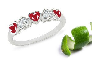 Heart to Heart: Bezel Set Red Heart Ruby & Diamond Eternity Band