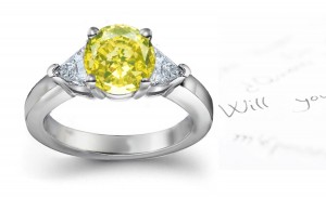 Yellow Diamond & White Diamond Fancy Rings