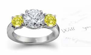 Yellow Colored Diamonds & White Diamonds Fancy Yellow Diamond 3 Stone Ring