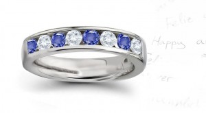 9 Stone Sapphire & Diamond Wedding Anniversary Band