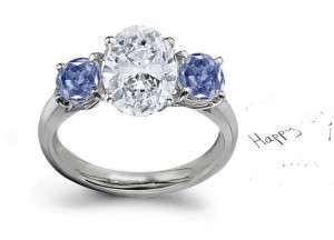 Blue Colored Diamonds & White Diamonds Fancy Blue Diamond 3 Stone Ring