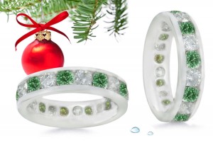 Platinum Green Colored Diamond Full Lined Eternity Diamond Rings