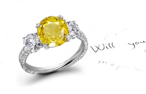 Popular: Fine Designer Yellow Sapphire & Diamond Micro Pave Ring