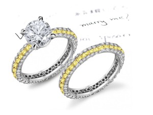Glittering: Fine Designer Yellow Sapphire & Diamond Micro Pave Ring