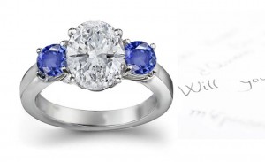 Wonderful & Miraculous: 3 Stone Sapphire With Diamond Women's Ring Size 3 to 9