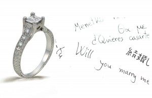 Platinum Hand Engraved Filigree Engagement Setting