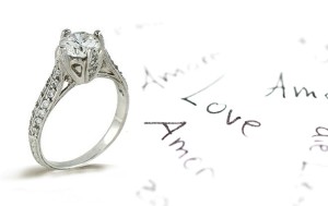 Platinum Hand Engraved Filigree Engagement Setting