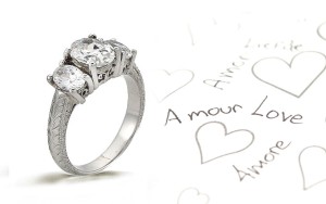 Platinum Hand Engraved Filigree Engagement Setting