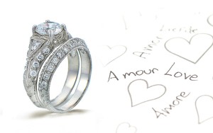 Platinum Hand Engraved Filigree Engagement Setting