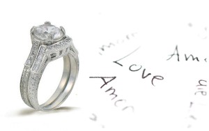 Platinum Hand Engraved Filigree Engagement Setting