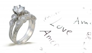 Platinum Hand Engraved Filigree Engagement Ring