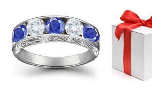 Sapphire Diamond Five Stone Rings