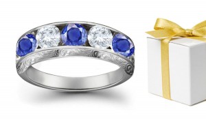 Sapphire Diamond Five Stone Rings