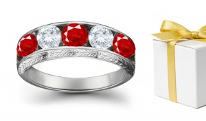 Designer Ruby & Diamond Five Stone Rings