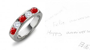 Diamond & Ruby Wedding Rings Anniversary Bands