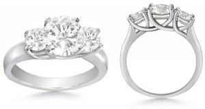 Diamond Engagement Ring: Present Three Stone Jewelry (Rings with Three Round Diamonds) Rings in Platinum & 14K White Yellow Gold. 