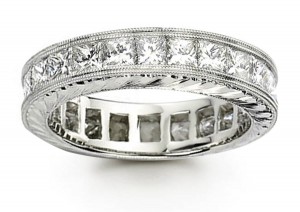 Platinum Channel Set Princess Cut Ring