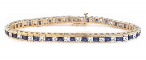 Platinum or Gold Sapphire and Diamond Tennis Bracelet