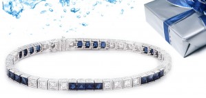 Gold Sapphire and Diamond Tennis Bracelet