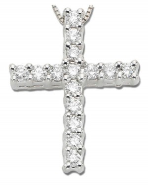 Platinum diamond cross pendant with platinum chain