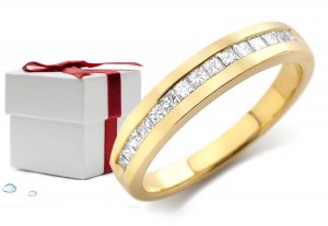 Platinum Channel Set Princess Cut Diamond Ring