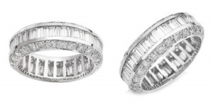 Platinum Channel Set Bagguette Round Diamonds Ring