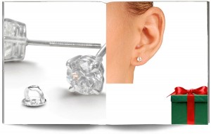 14K White Gold Studs with Round Diamonds.