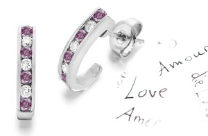 New Colored Diamonds Designer Collection - Women's Pink Colored Diamonds & White Diamonds Fancy Pink Diamond Swinging Earrings