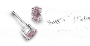 NEWEST Colored Diamonds Designer Collection - Pink Colored Diamonds & White Diamonds Oval Pink Diamond Earrings Available in Platinum or Gold Settings
