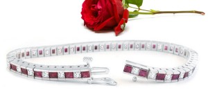 Ruby Diamond Tennis Bracelets: Platinum Ruby and Diamond Tennis Bracelet. 