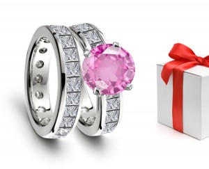 Pure & Bright: Pink Sapphire & Diamond Premier Designer Engagement & Wedding Rings