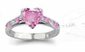 Prato Magno Gallery: Heart Ladies Pink Diamond & Sapphire Engagement Ring in Gold Ring 