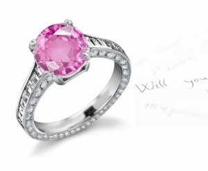 Journey of Life: Round Celestial Sapphire & Baguette White Diamond Engagement Ring