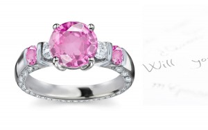 Journey of Love: 5 Stone Round Regal Sapphire & White Diamond Engagement Ring