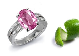 Split Shank Design Oval Fine Pink Natural Sapphire & Pure White Diamond Ring in Platinum 950