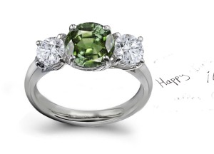 2013 Catalog No. 5 - Product Details: Elegant Green Sapphire & Diamond Engagement Ring 