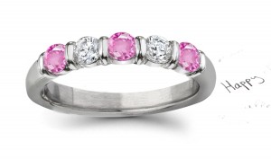 New Arrivals - Women's Pure Pink Sapphire & Diamond Wedding Rings