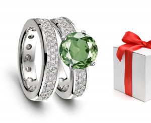 2013 Catalog No. 5 - Product Details: Elegant & Refined: Green Sapphire Diamond Engagement & Wedding Rings 